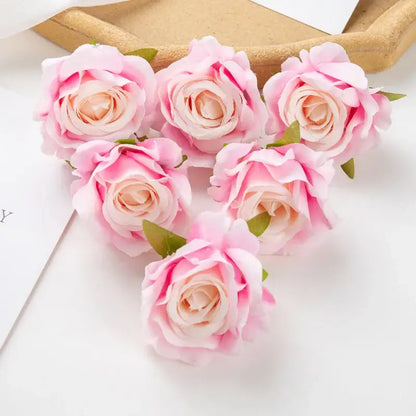 Pink artificial flowers with soft layered petals and green stems from decorbites 100pcs multicolor silk wedding decor