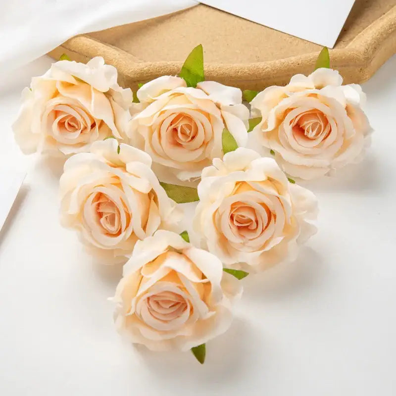 Six delicate peach artificial flowers with green stems from decorbites 100pcs multicolor silk wedding decor set