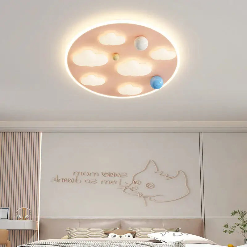 Pastel pink cloud shape ceiling light with planet designs for bedroom decorbites cloud shape ceiling lights