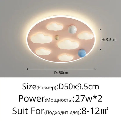 Pastel pink and blue cloud shape ceiling lights with white cloud and spherical accents for decorbites bedroom decor