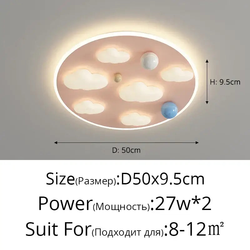 Pastel pink and blue cloud shape ceiling lights with white cloud and spherical accents for decorbites bedroom decor