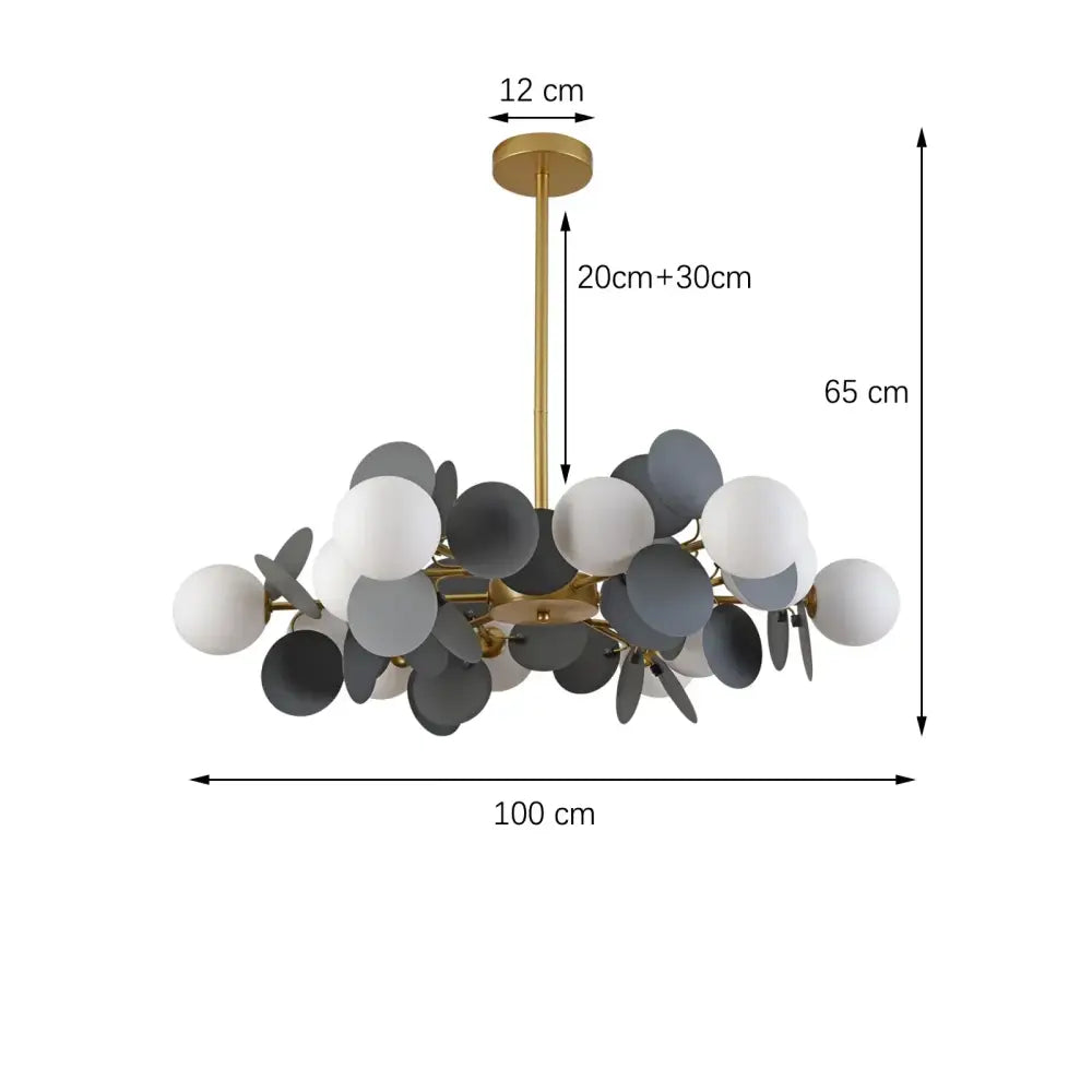 Modern chandelier with gold metal frame and white gray glass shades for dining room colorful chandelier pendant lamp
