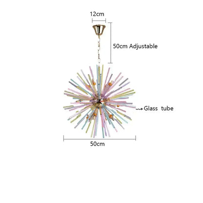 Pastel starburst dandelion chandelier glass pendant light with brass ceiling mount and adjustable chain for bedroom decorbites dandelion chandelier