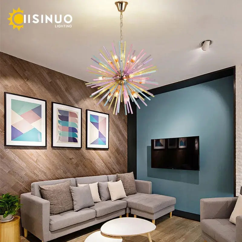 Irisinuo pastel starburst dandelion chandelier glass pendant light in multi color for bedroom decorbites dandelion chandelier