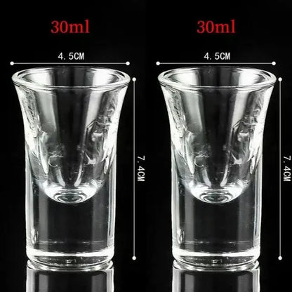 Clear glass shot glasses 30ml with embossed design 4.5cm diameter by 7.4cm tall for ice jug set and glass wine decanter