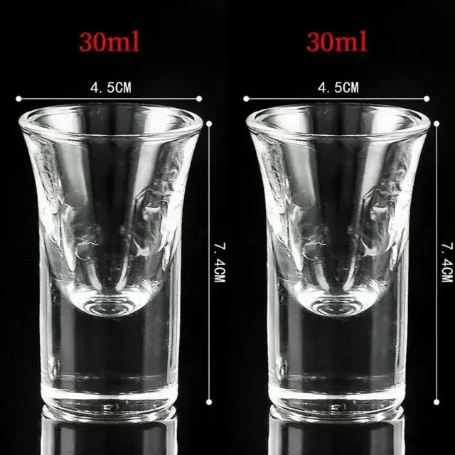 Clear glass shot glasses 30ml with embossed design 4.5cm diameter by 7.4cm tall for ice jug set and glass wine decanter