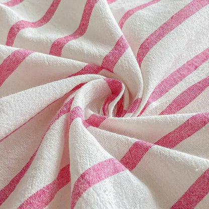 Pink and white cotton stripe fitted sheet with bold diagonal stripes for decorbites cotton stripe mattress cover