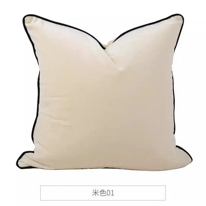 Cream-colored square pillow with sleek black piping trim for pink and blue lion dog lumbar pillow cover bedroom decor