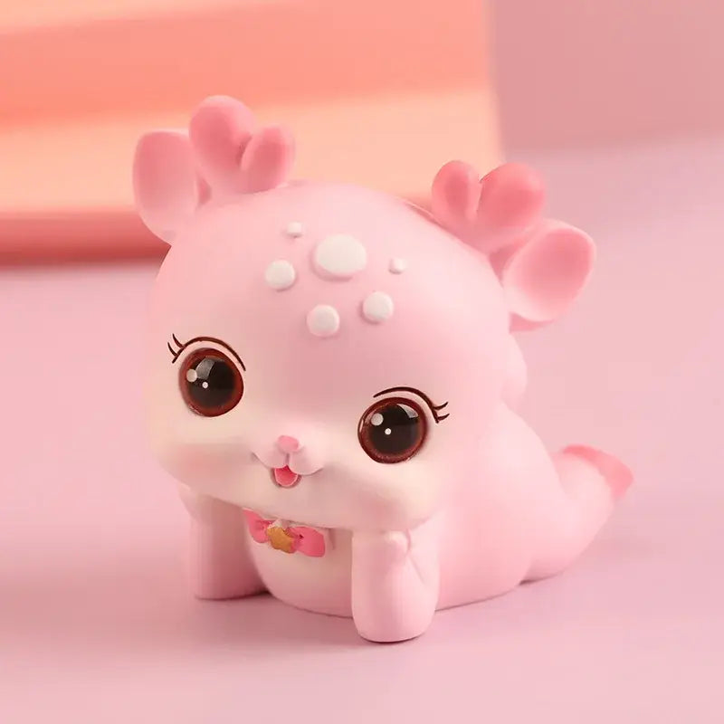 Pink cartoon deer resin figurine with white spots and pink bow for bedroom cake topper decorbites cartoon deer collection