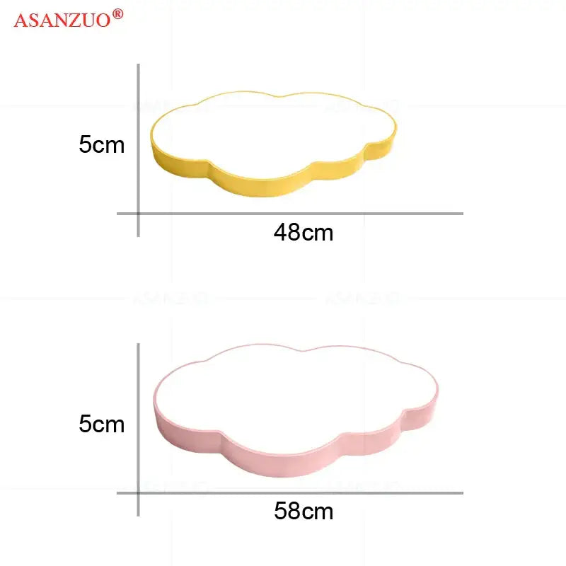 Yellow and pink cloud shaped plastic trays with rounded edges for decorbites cloud led kids ceiling light fixture