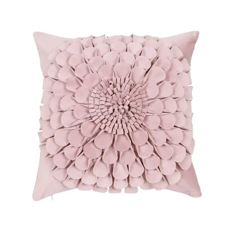 Soft blush pink plush pillowcase with three-dimensional daisy sunflower plush design for decorbites floral cushion cover