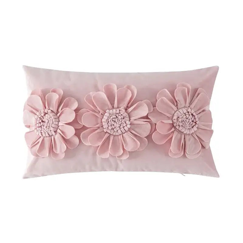 Soft pink plush pillowcase with three dimensional fabric flowers for decorbites daisy sunflower floral cushion cover