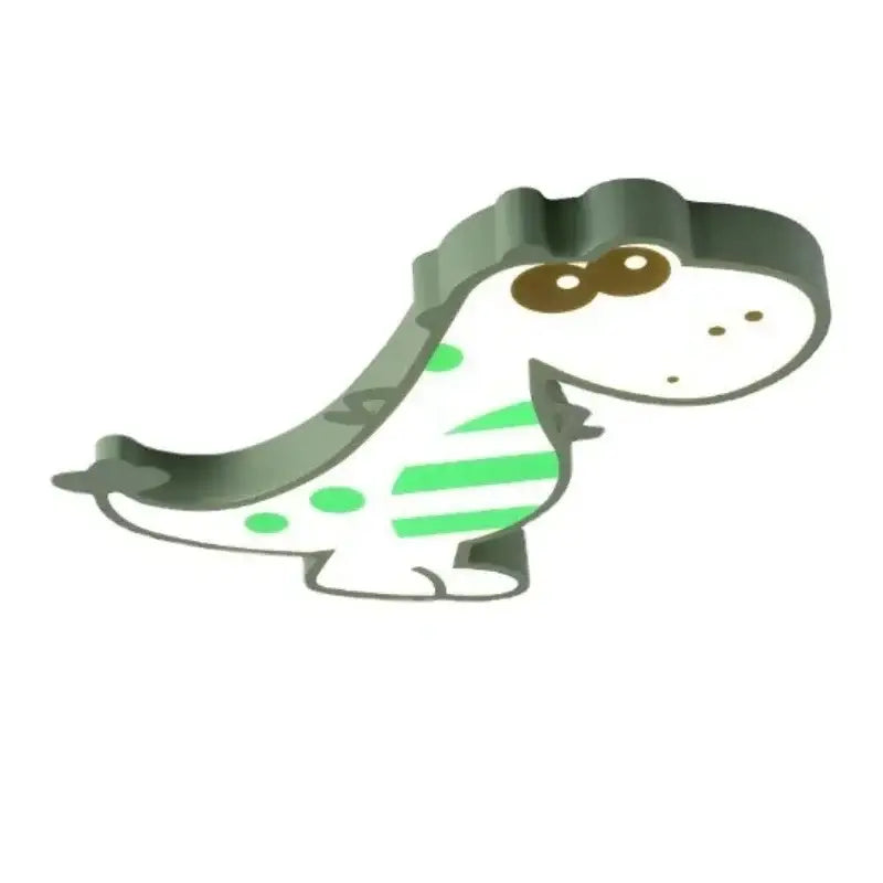 A green and white striped dinosaur led ceiling lamp cookie cutter with brown eyes for kids bedroom decorbites dinosaur led