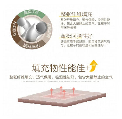 A plush beige fiber-filled plaid super thick warm blanket made of milk fleece for comfort and warmth in winter and autumn