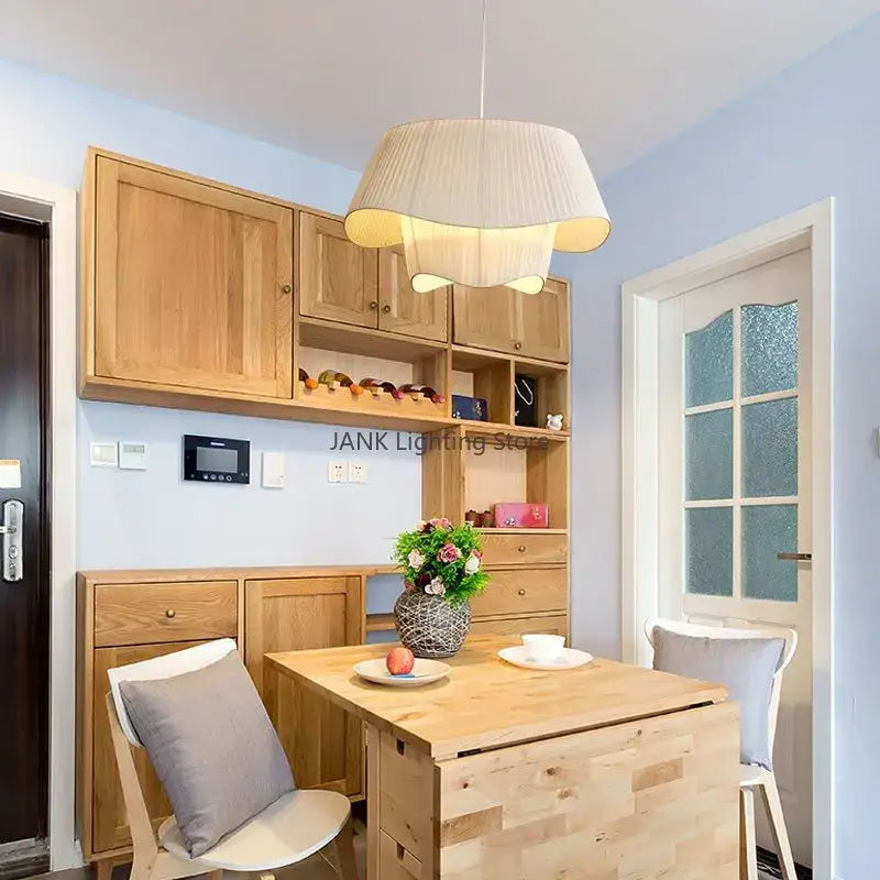 Light beige pleated pendant lamp with cream white double shades ideal for living room decorbites cream white lighting