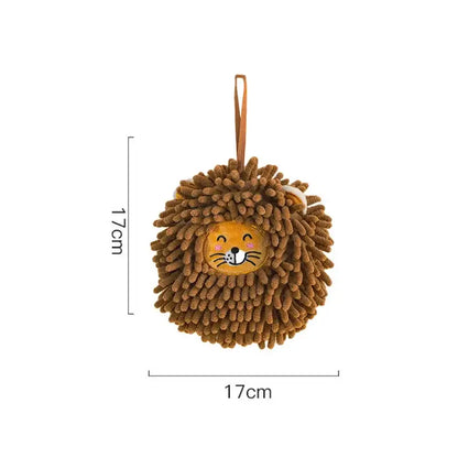 Plush orange and beige lion-shaped microfiber hand towel with brown fuzzy mane for decorbites cat kitchen hand use