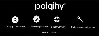 Poqihy official store logo with white stylized text on black background for deck mounted single hole brass faucet housing material