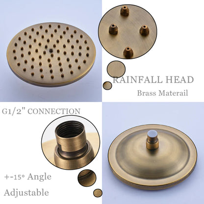 Brass raindrop showerhead with adjustable angle and g1/2 connection from POIQIHY antique rainfall shower set