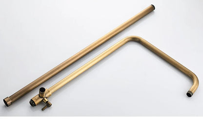Brass showerhead and pipe assembly with curved design in poiqihy antique rainfall swivel spout mixer tap system
