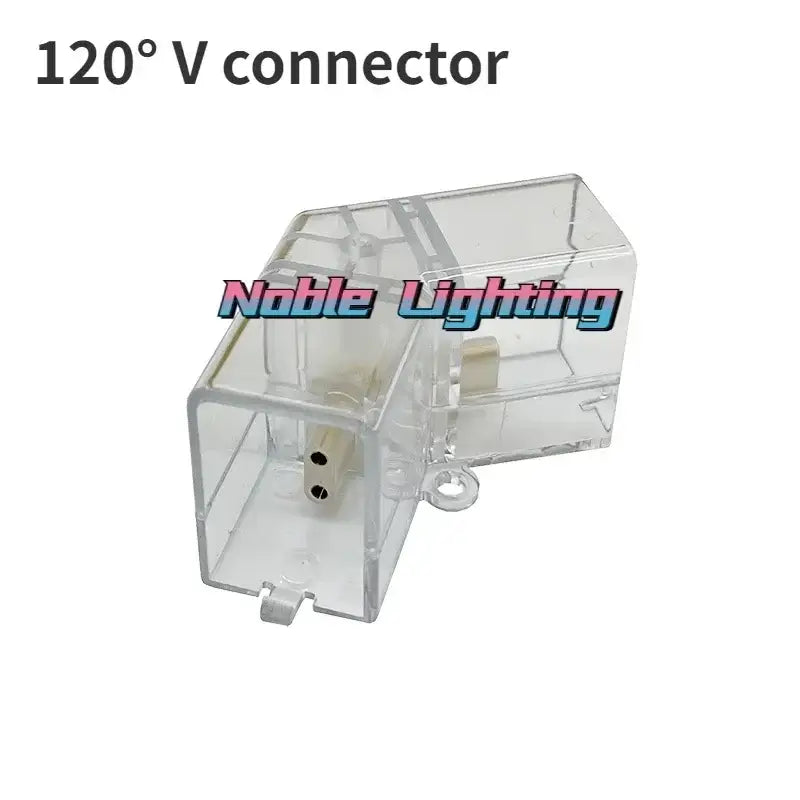 Clear plastic 120° v connector with beige internal components for decorbites geometric led lights snowflake decor