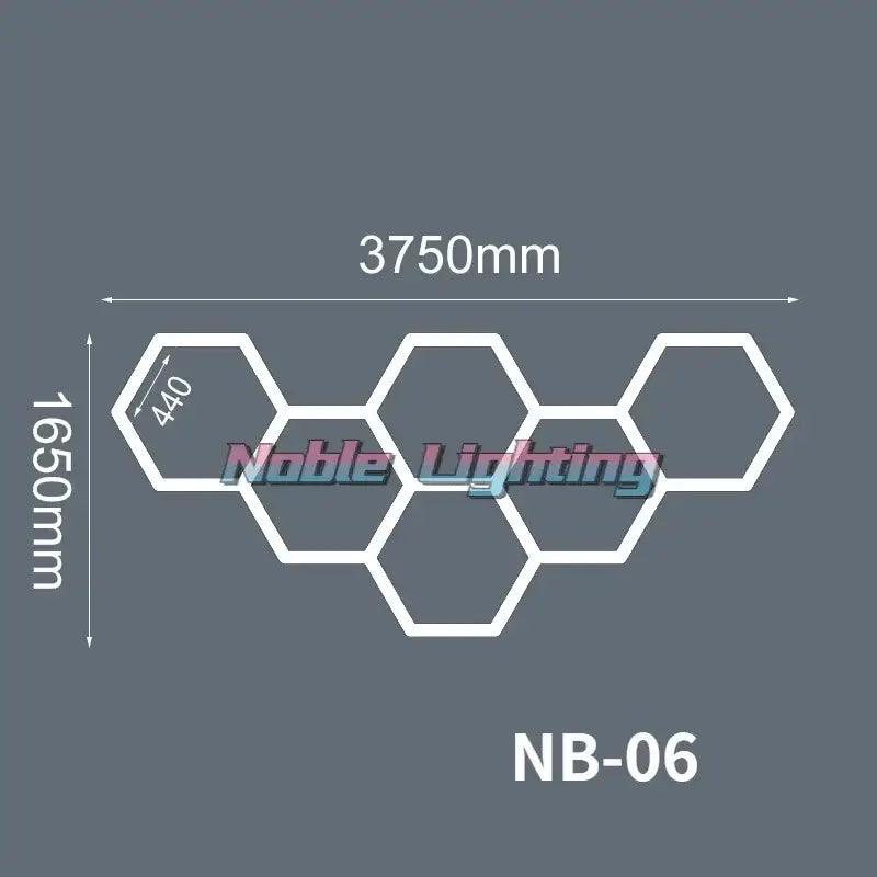 White hexagonal led light panel set model nb-06 by noble lighting geometric led lights for garage workshop decorbites geometric led
