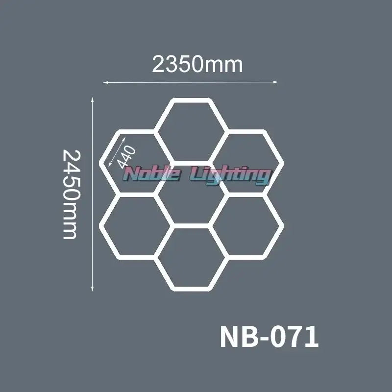 White hexagonal polygonal snowflake geometric led lights nb-071 by noble lighting for garage workshop decorbites LED lights