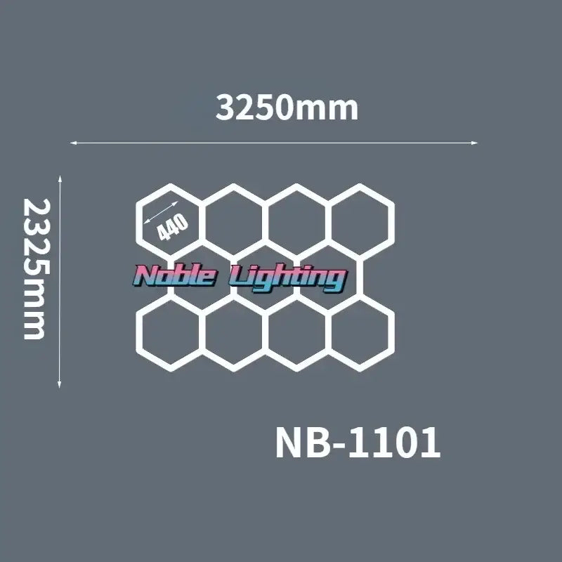 White hexagonal polygonal snowflake geometric led lights by noble lighting nb-1101 for garage workshop decorbites decor