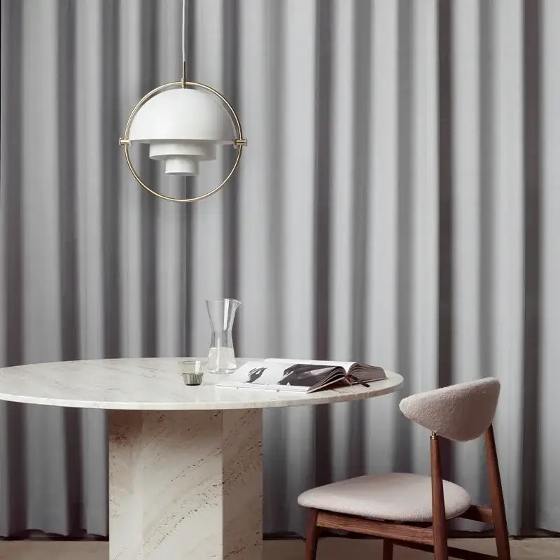 White pendant light with gold-toned circular frame and tiered dome shade for decorbites iron pendant iron pendant lights
