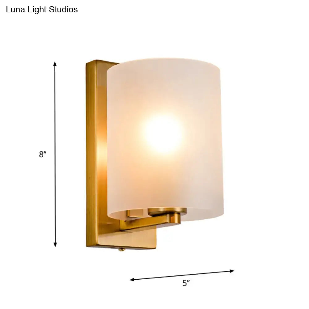 Post modern brass wall sconce with clear textured white frosted glass shade for bedroom 110v-120v 220v-240v lighting