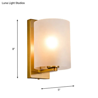 Post modern brass wall sconce with clear textured white frosted glass shade for bedroom 110v-120v 220v-240v lighting