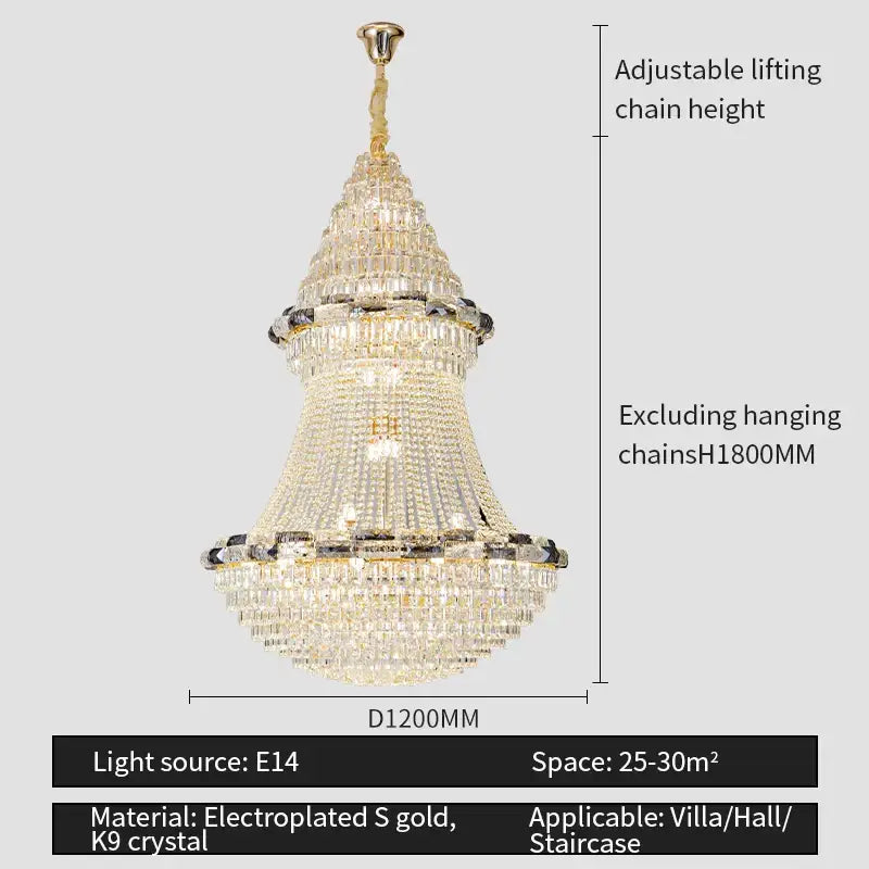 Post-modern luxury crystal chandelier with k9 crystal strands and electroplated gold accents for elegant villa decorbites light luxury