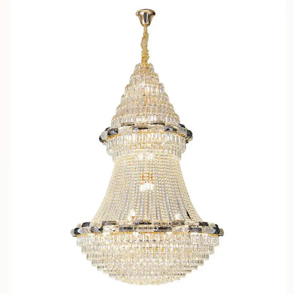 Post-modern luxury crystal chandelier with gold frame and darkened glass beads for decorbites light luxury living room use