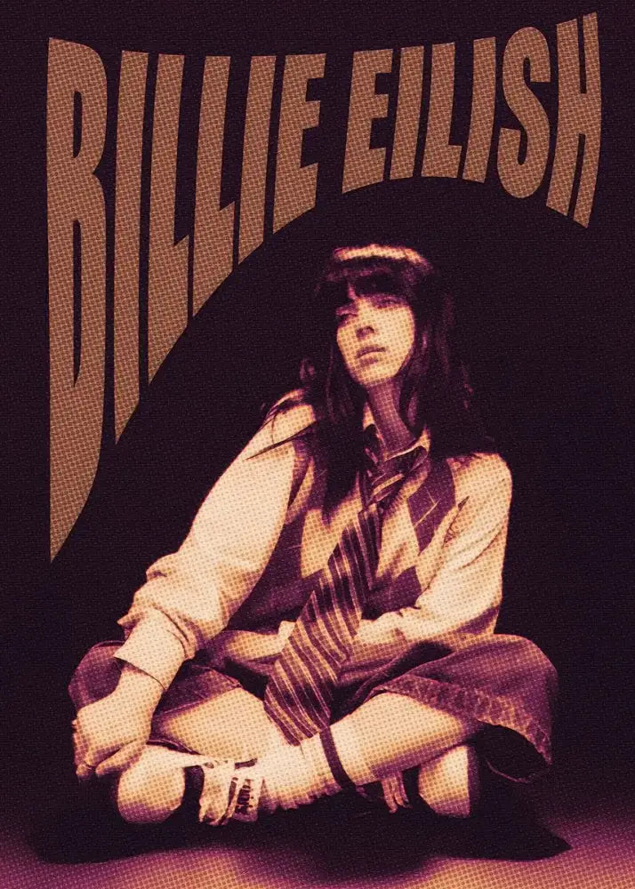Billie Eilish in vintage school uniform on dark background canvas art from DecorBites b-billies series poster