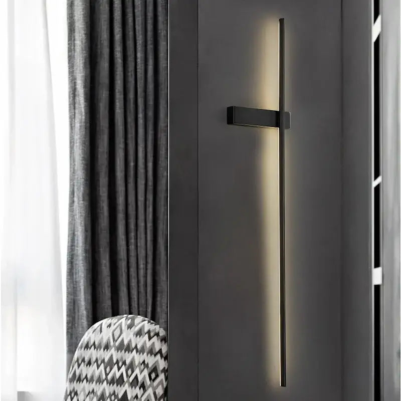 Modern black copper wall lamp with sleek vertical led light strip for minimalist bedroom decorbites copper wall lighting