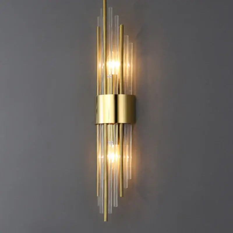 Postmodern gold wall lights with crystal copper and clear glass tubes for bedroom decorbites crystal copper wall lighting