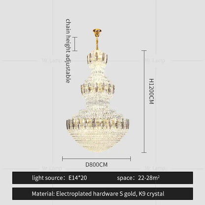 Postmodern gold and silver luxury crystal chandelier with k9 crystals and electroplated hardware for elegant light luxury decorbites light