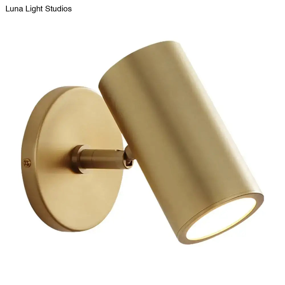 Postmodern gold brass cylindrical wall light with sleek modern design inches fixture ideal for bedroom reading
