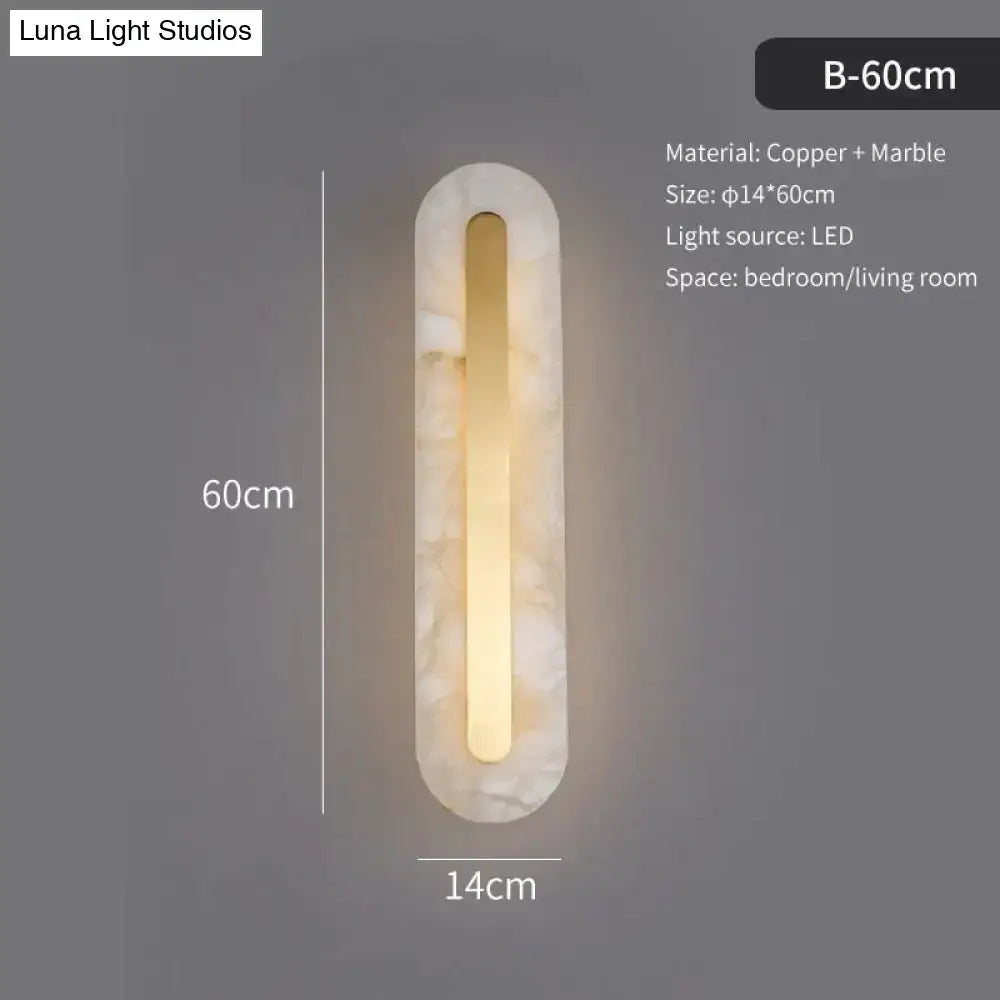 Postmodern wall lamp with polished copper marble composite and warm led light for living room decor