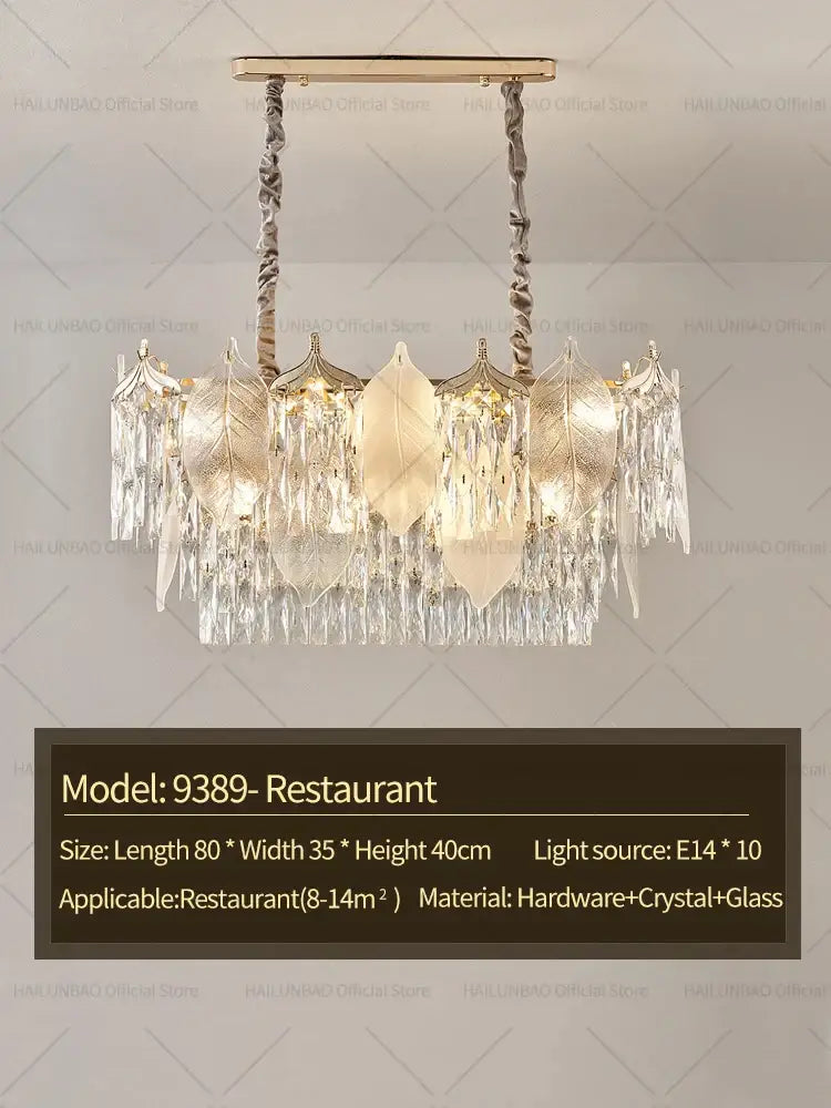 Postmodern gold crystal leaves chandelier featuring elegant decorbites crystal leaves and cascading clear crystals for living room decor