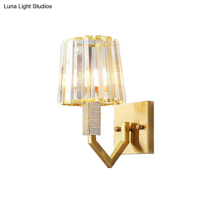 Postmodern gold crystal wall lamp with faceted shade and beaded accent wall mount light 220v 240v 110v 120v