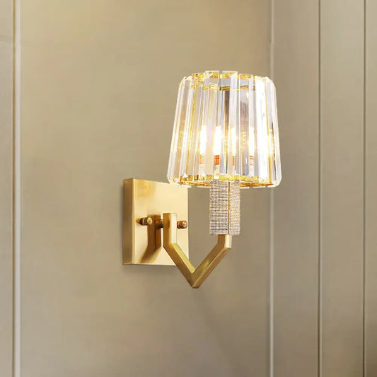 Postmodern gold crystal wall lamp with diamond-encrusted accent and crystal fringe lampshade wall mount 220v-240v 110v-120v