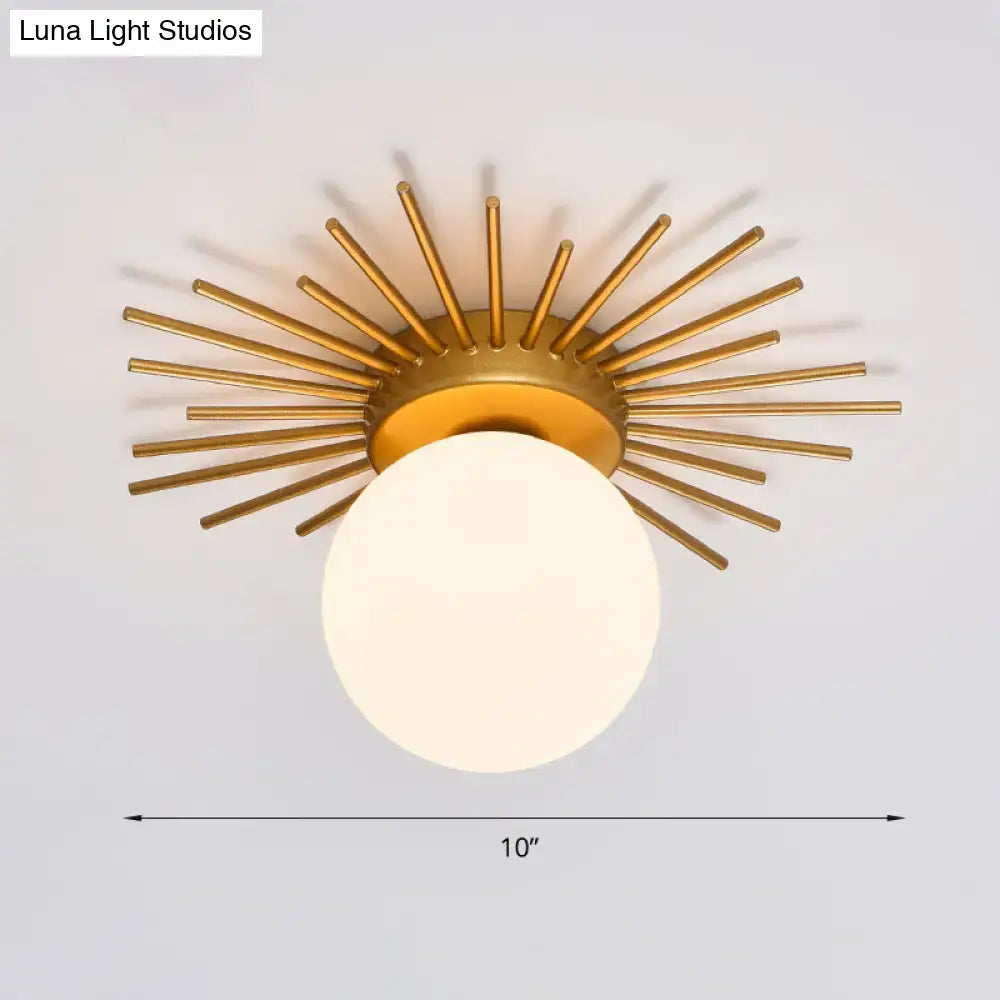 Gold flushmount bedroom ceiling light by decorbites with cream glass shade and 220v-240v 110v-120v compatibility