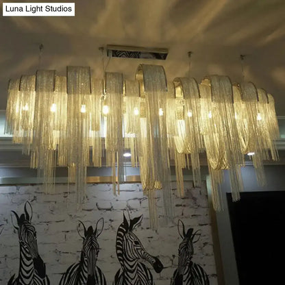 Golden cascading postmodern silver lobby chandelier with arch aluminum chain and translucent material 220v-240v 110v-120v chain chandelier