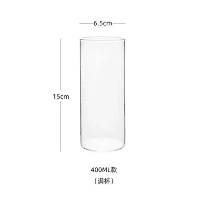 Premium clear glass cylindrical highball cup 400ml capacity 15cm tall 6.5cm wide from glass highball cup set