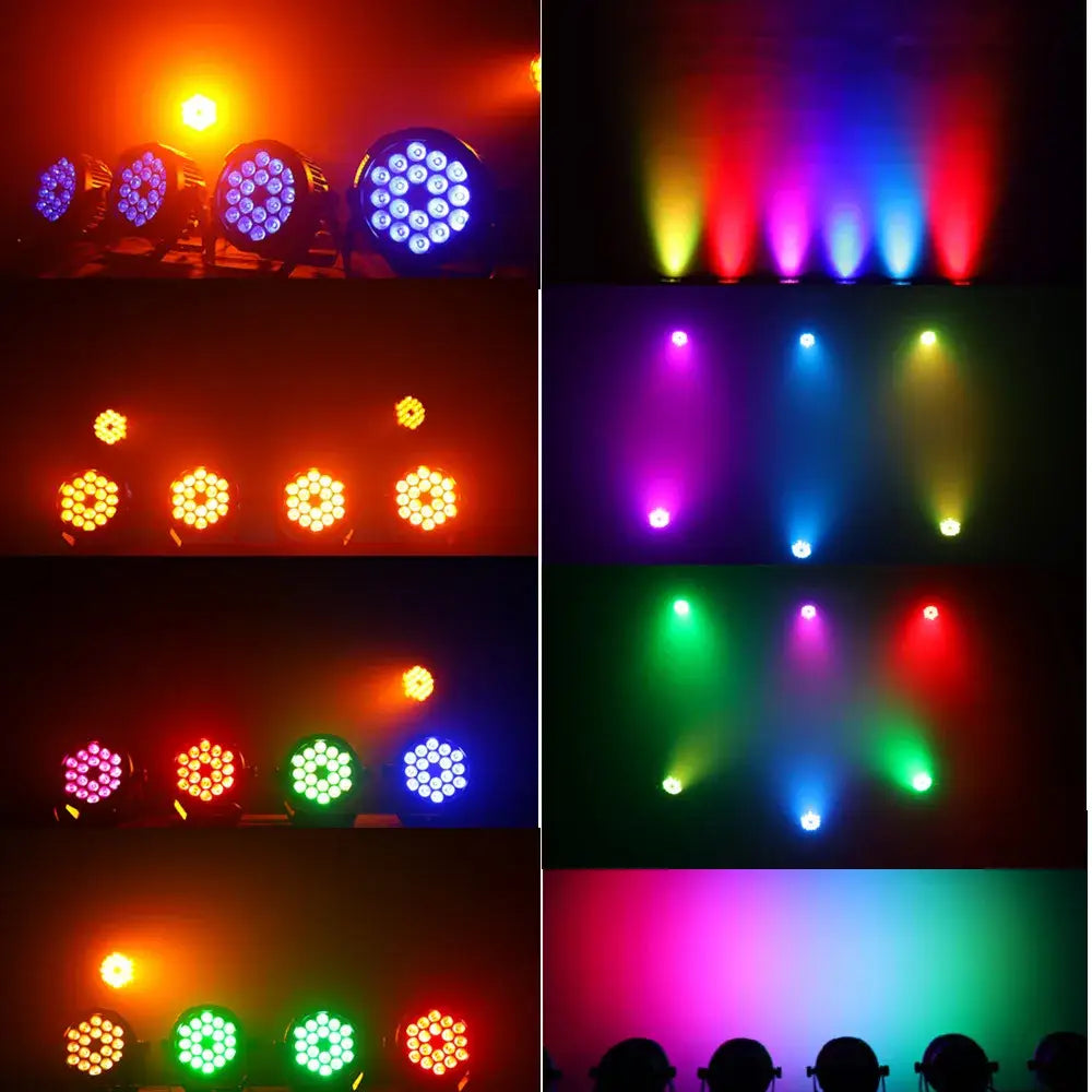 Professional black 18x18w rgbwa uv 6in1 led par stage light with circular multi-led design and metallic accents