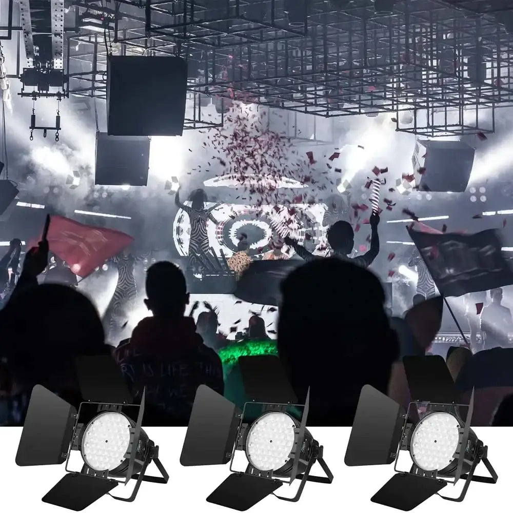 Three black led dipper par stage lights with adjustable barn doors and bright white leds by decorbites big dipper