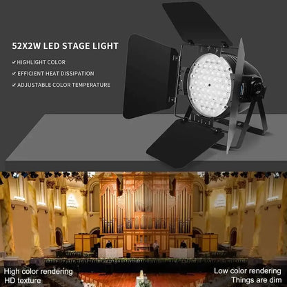 Professional black big dipper led par stage spotlight with 52x2w led array and adjustable color temperature decorbites big dipper