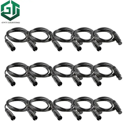 Professional black shielded dmx cables with metallic connectors by GVT Lighting for stage lighting use in 15 pack