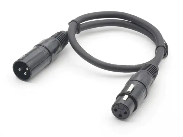 Professional black shielded dmx cables with male and female xlr connectors for stage lighting applications