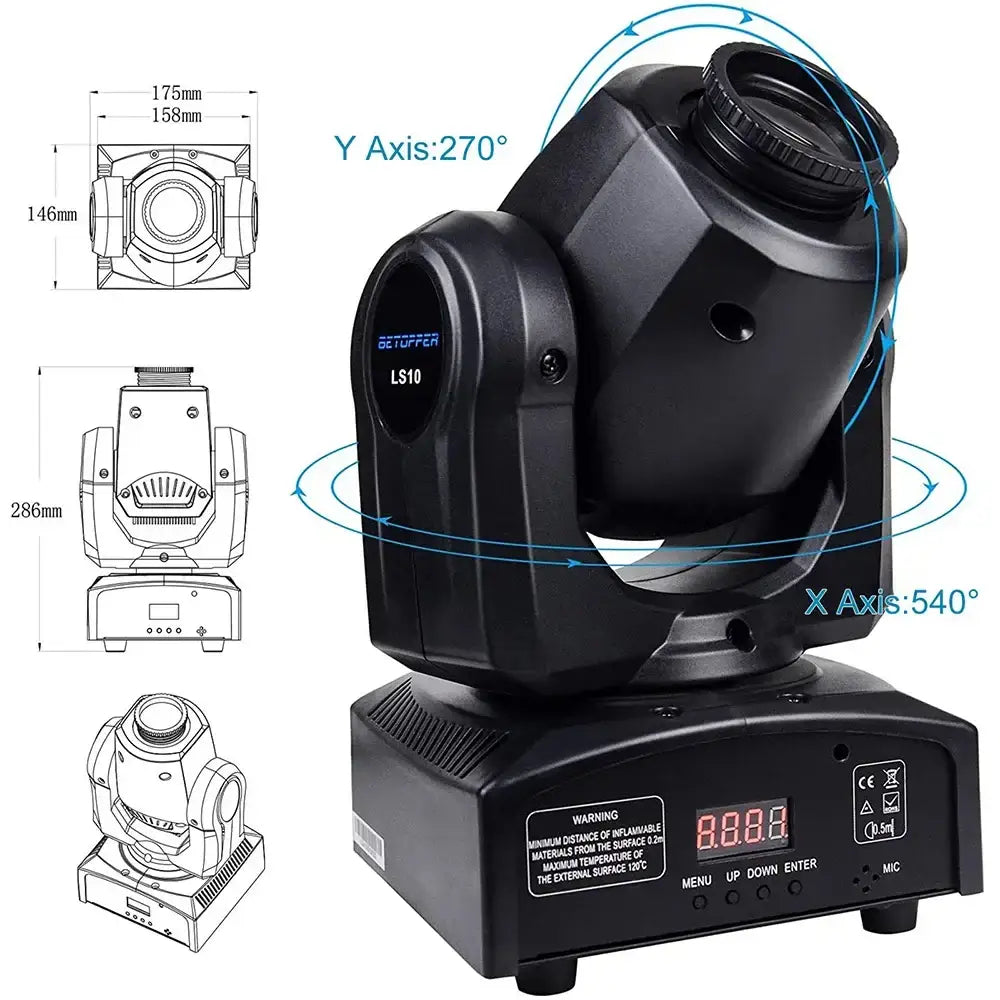 Professional black spot moving head stage light with 270° y-axis 540° x-axis rotation and digital display for decorbites big dipper use